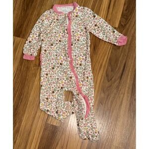 Milkberry Baby Girls 6-9 Months Floral Butterfly Footed Sleeper Pajamas VGC